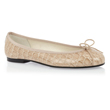 Beige Crocodile Effect Patent Leather Ballet Flats