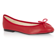 Red Leather Ballet Pumps - Flat Shoes